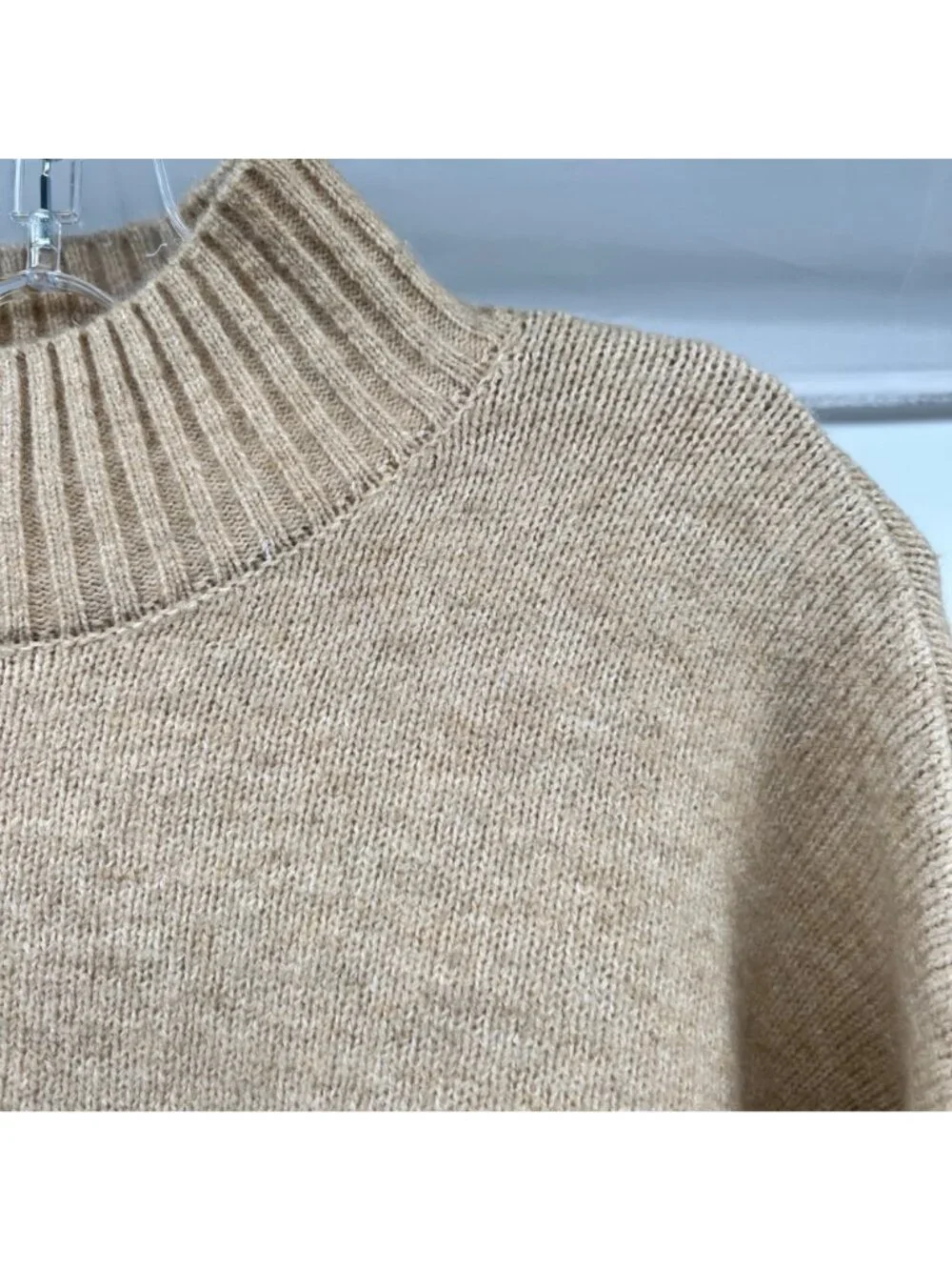 Double Zero Womens Knit Sweater Tan Mock Neck Size Large